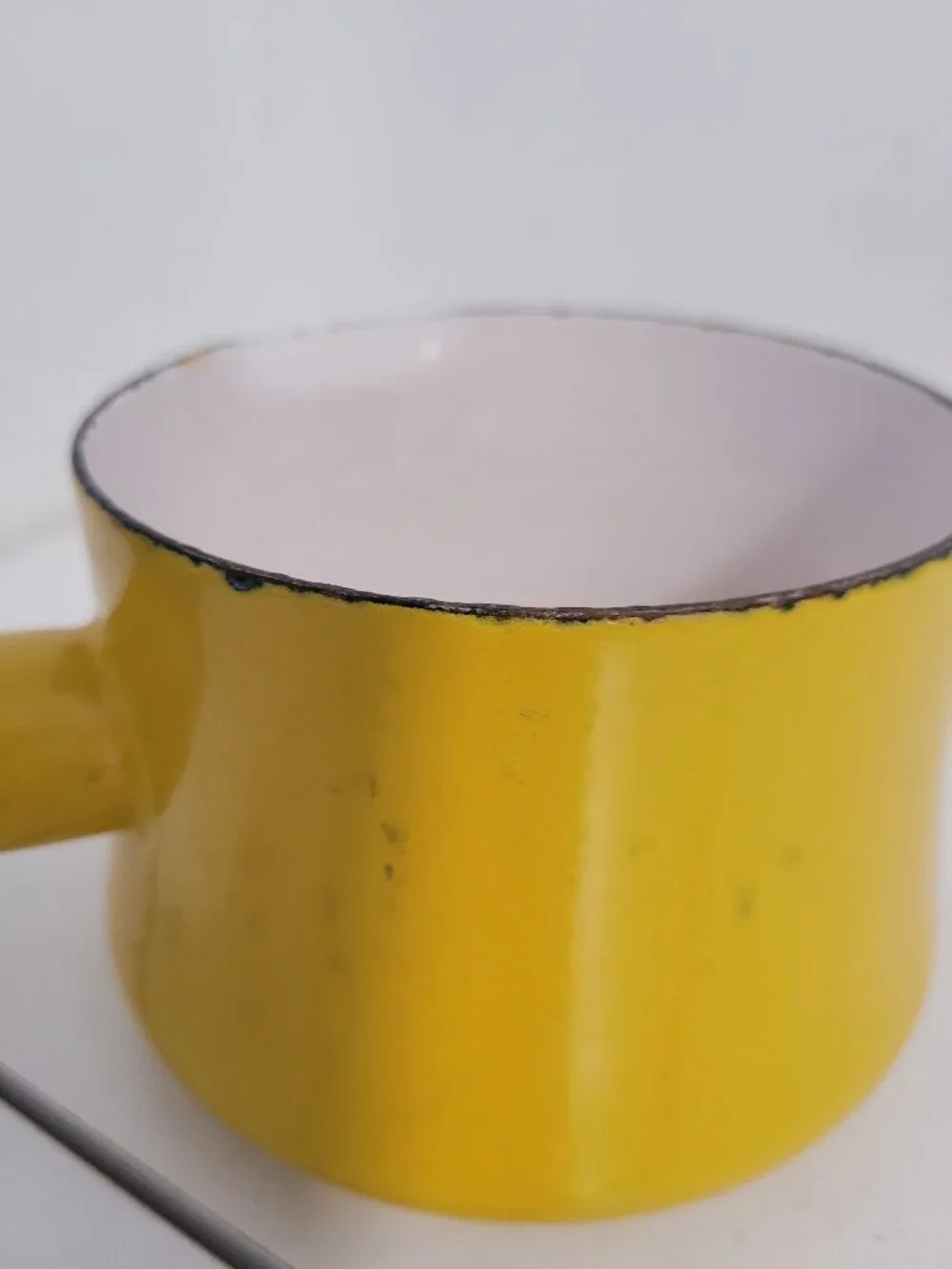 Vintage Dansk Kobenstyle Yellow Enamel Sauce Pot